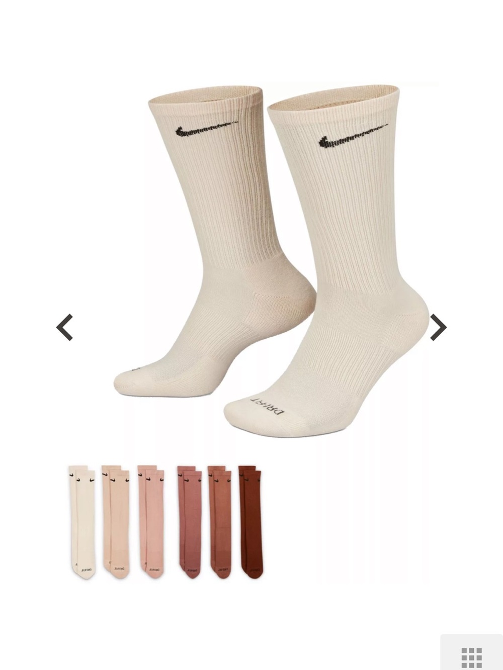 Nike Beige Crew Athletic Socks with Black Swoosh
